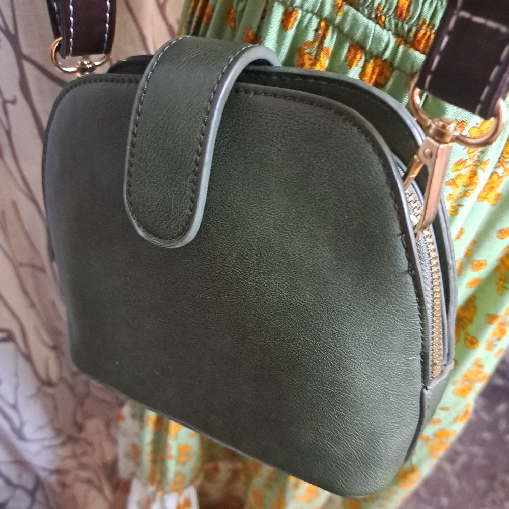 Anthropologie Green Leather Crossbody Bag